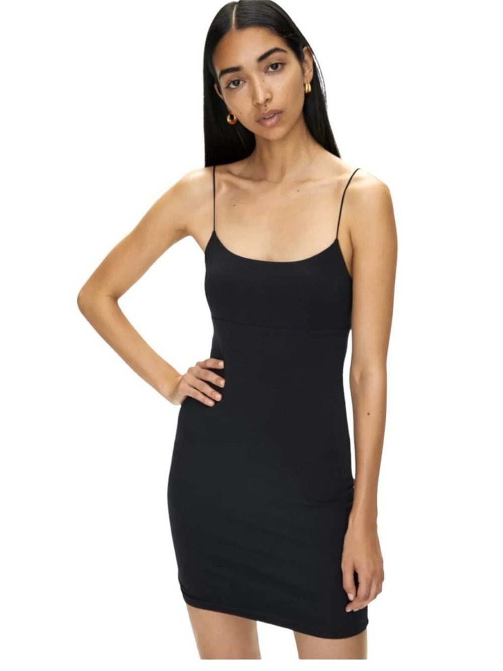 Wilfred Free Black Bodycon Mini Dress Stretchy Spaghetti Strap Size Small